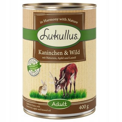 Wet food Lukullus Natural 400g Rabbit and game