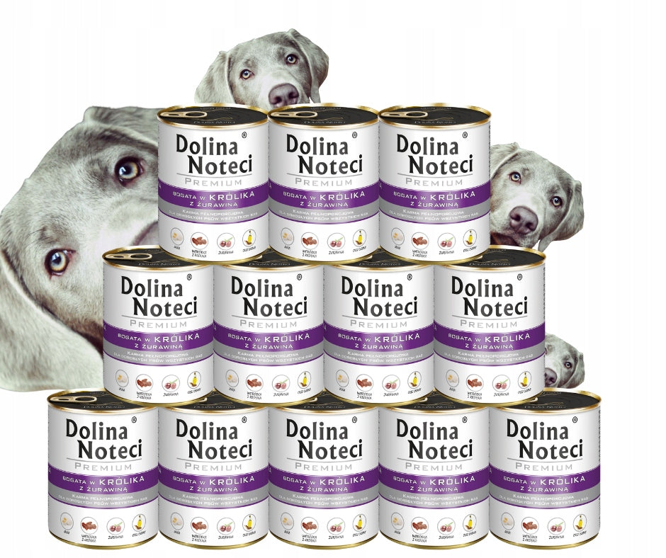 Wet food for dogs Dolina Noteci Rabbit with cranberries set 12x800g