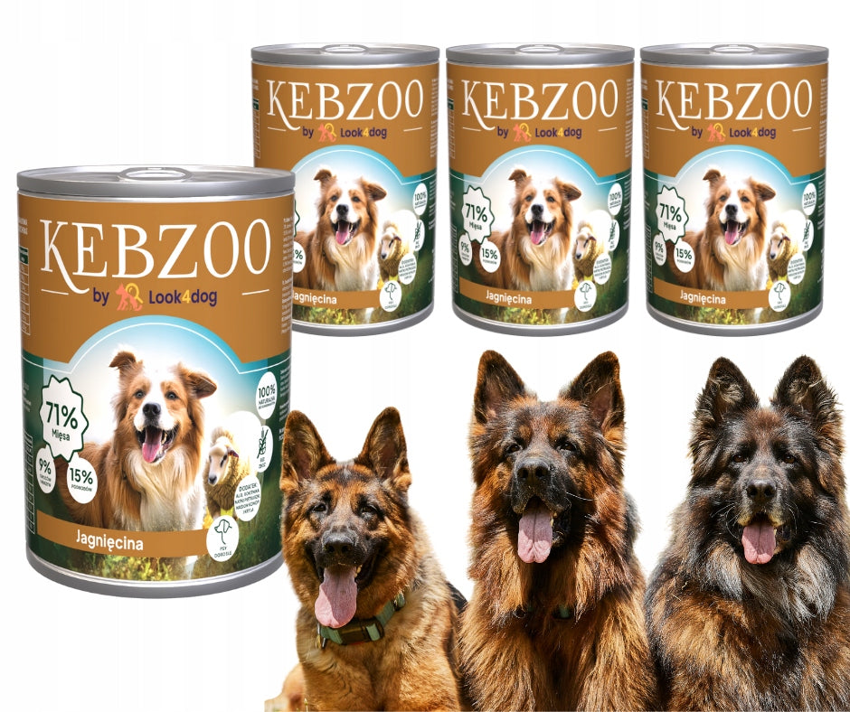 Wet food for dogs KEBZOO Lamb 86% 4 x 400g