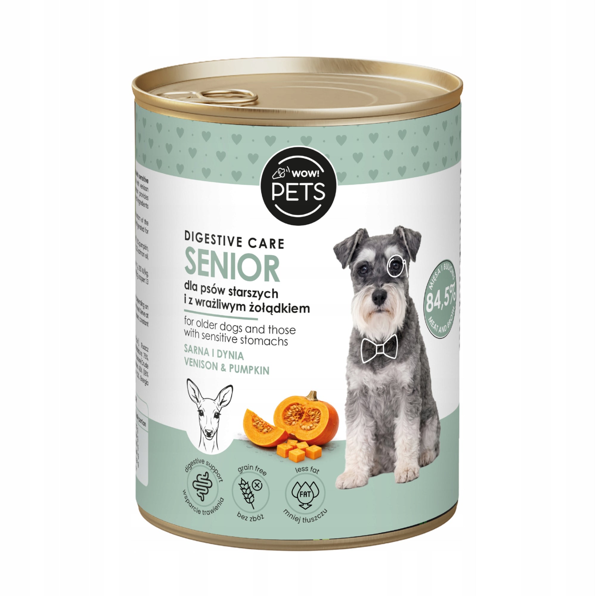 Wet food for elderly dogs roe deer pumpkin monoprotein senior wowpets 400g
