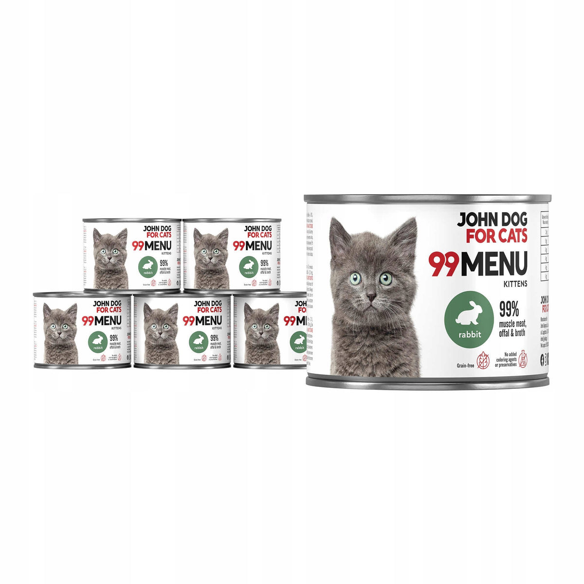 Wet food for kittens 99 MENU Rabbit 6x200g John Dog for Cats