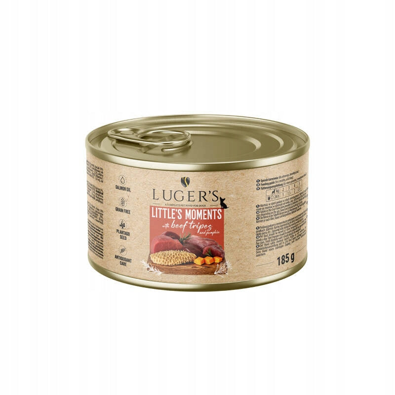 Wet food for small breed dogs Lugers Littles Moments beef stomachs 185g
