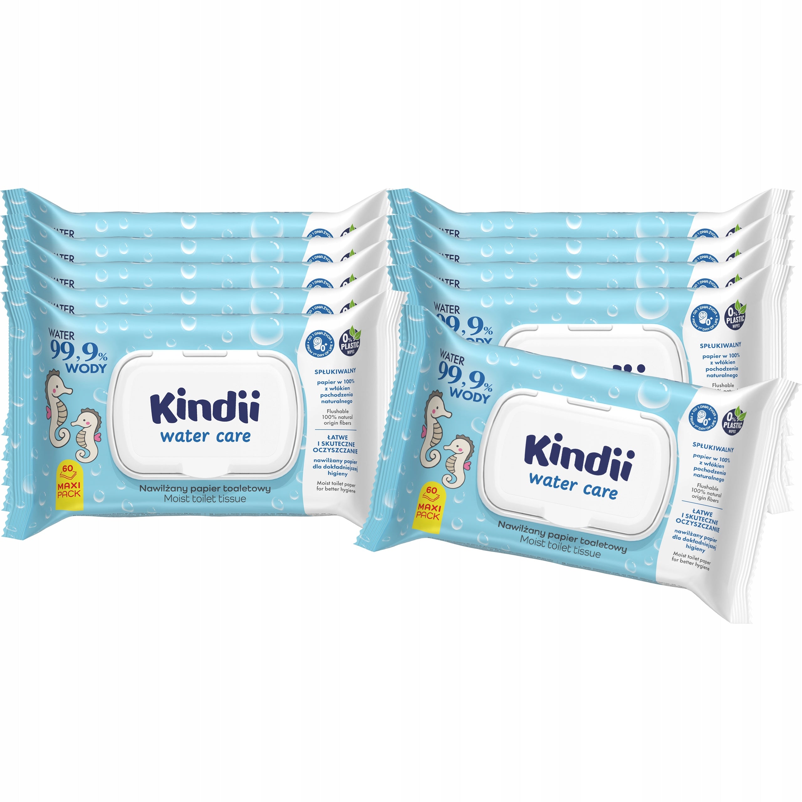 Wet paper Kindii Water Care for children 99,9% water 10x60 pcs.