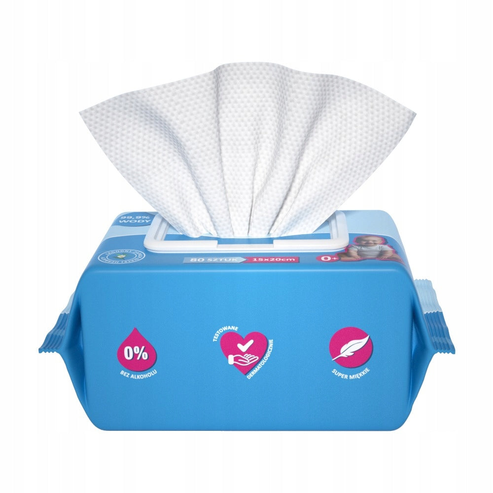 Wet wipes 99,9% water HUBI for children and babies 80 pcs Packaging status original
