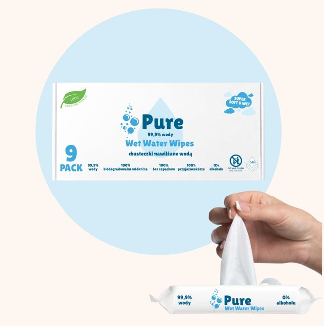 Wet wipes 99,9% water Pure Water Wipes BIO 9x60 pcs Brand Pure