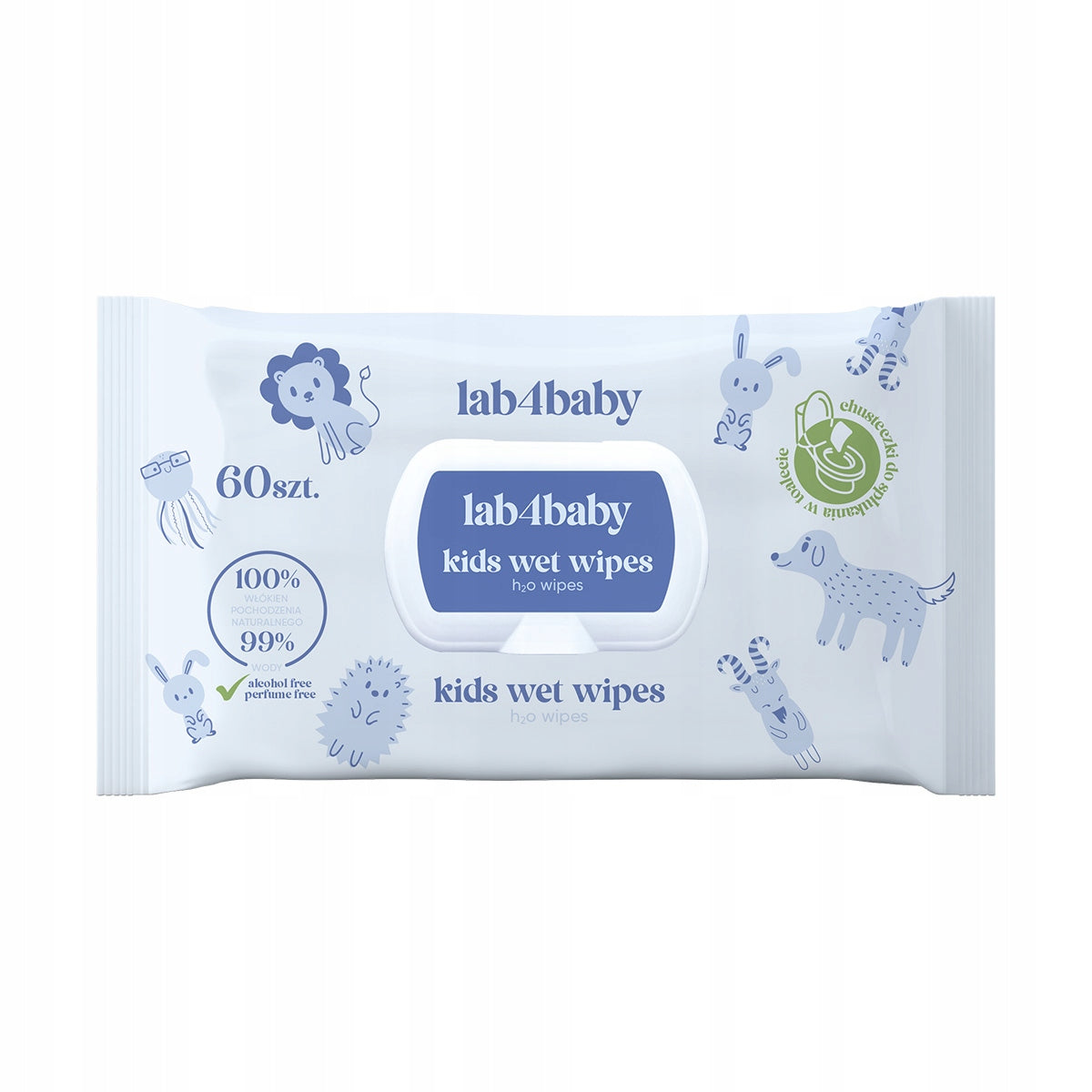 Wet wipes 99% water hypoallergenic H2O lab4baby 2x60pcs Packaging status original