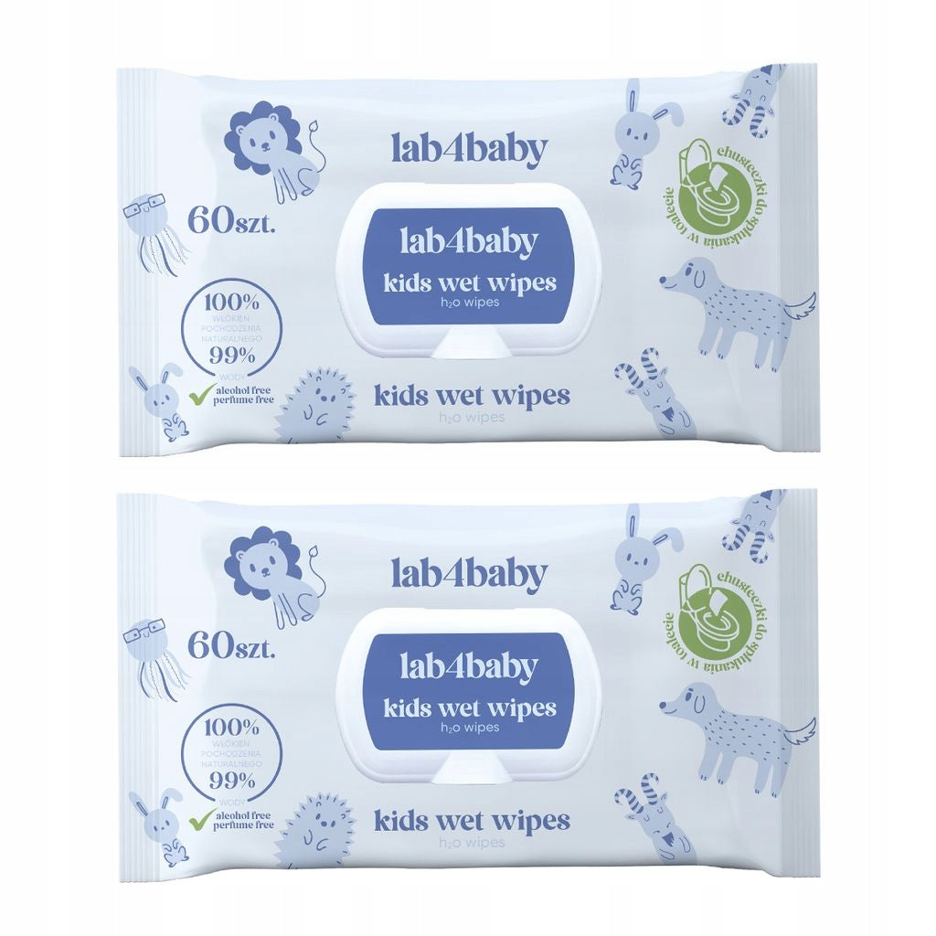 Wet wipes 99% water hypoallergenic H2O lab4baby 2x60pcs