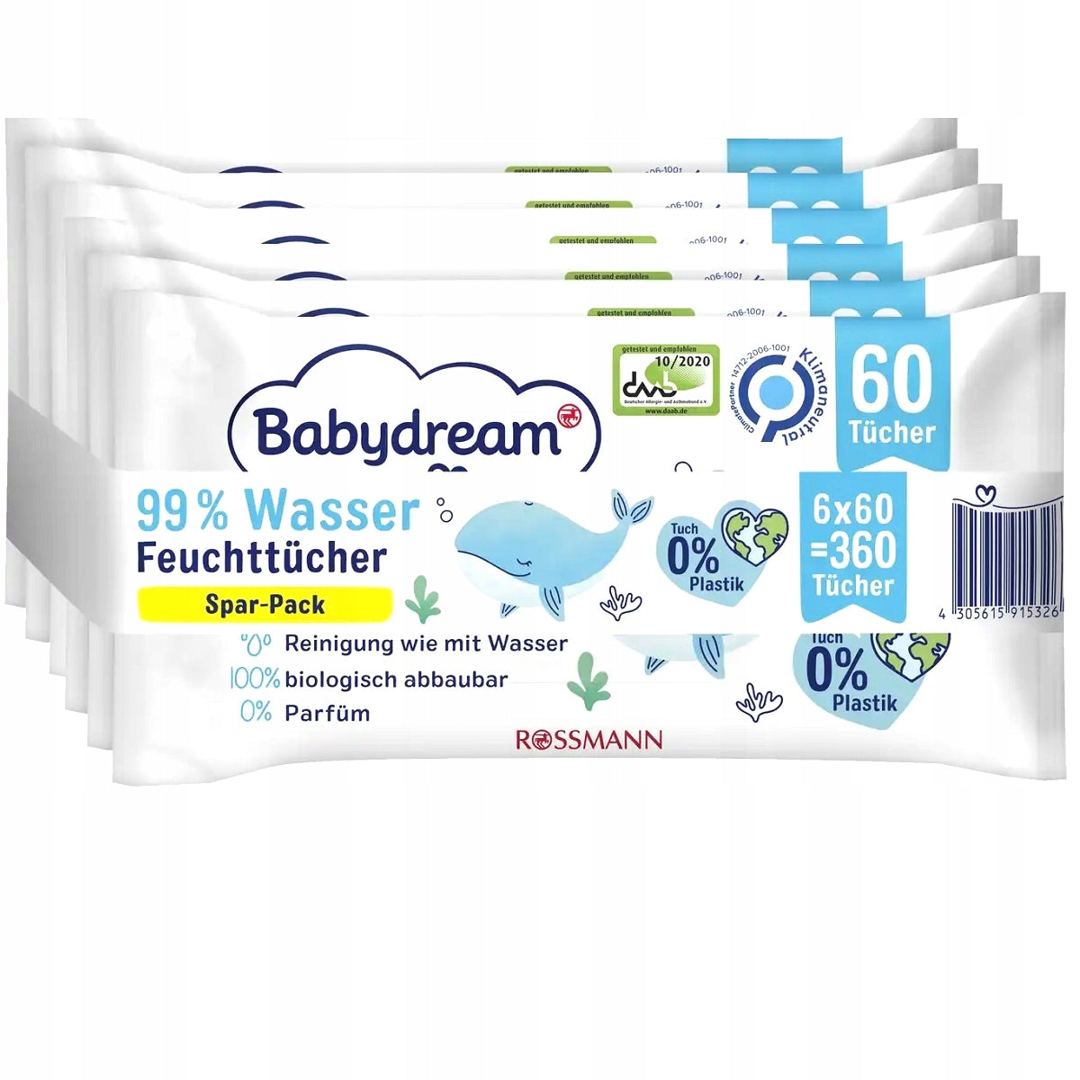 Wet wipes Babydream 6 x 60 = 360 pieces