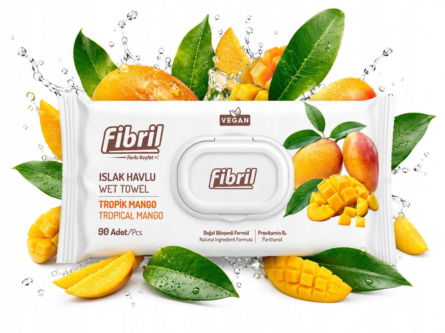 Wet wipes Fibril Mango 90 pcs Mango freshness and cleanliness