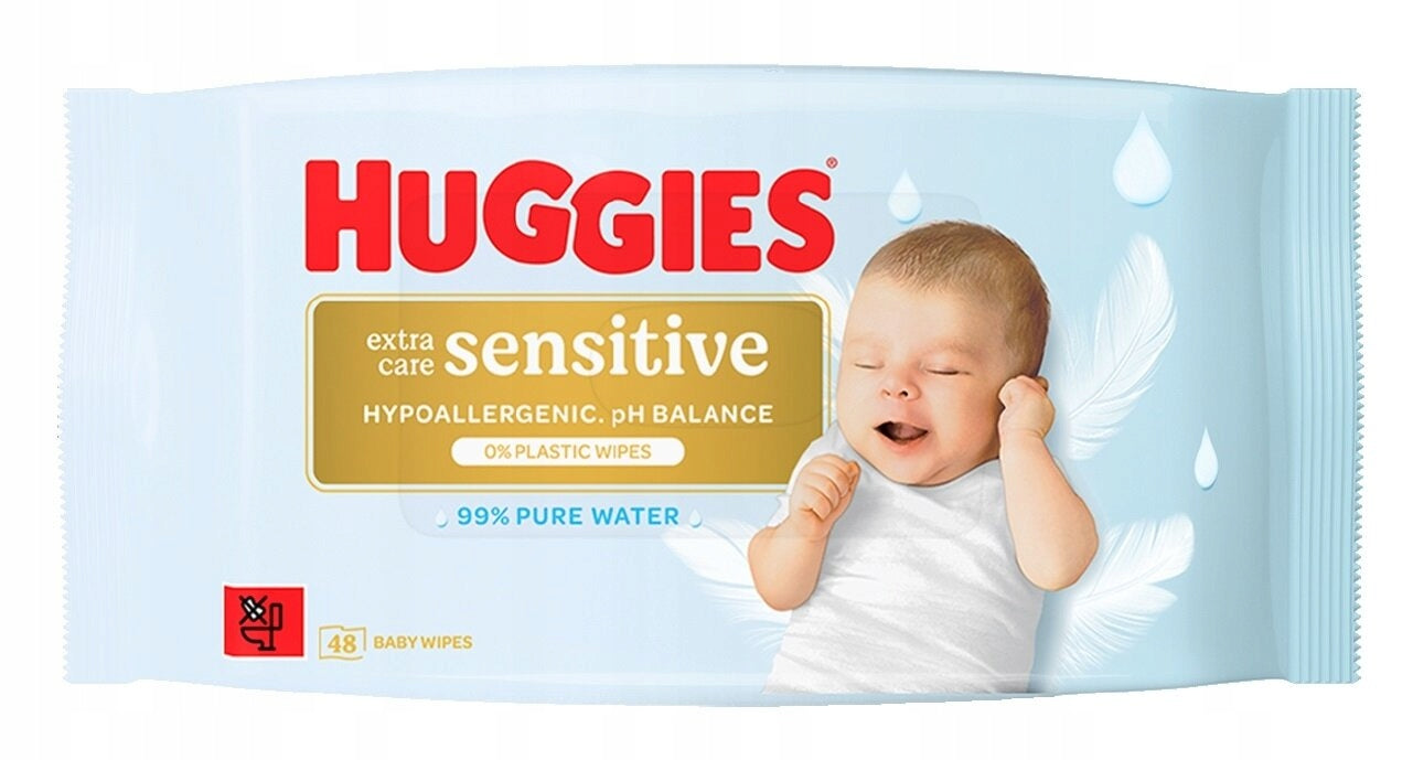Wet wipes HUGGIES Extra Care Sensitive (3x48pcs) Line of tissues Extra Care Sensitive