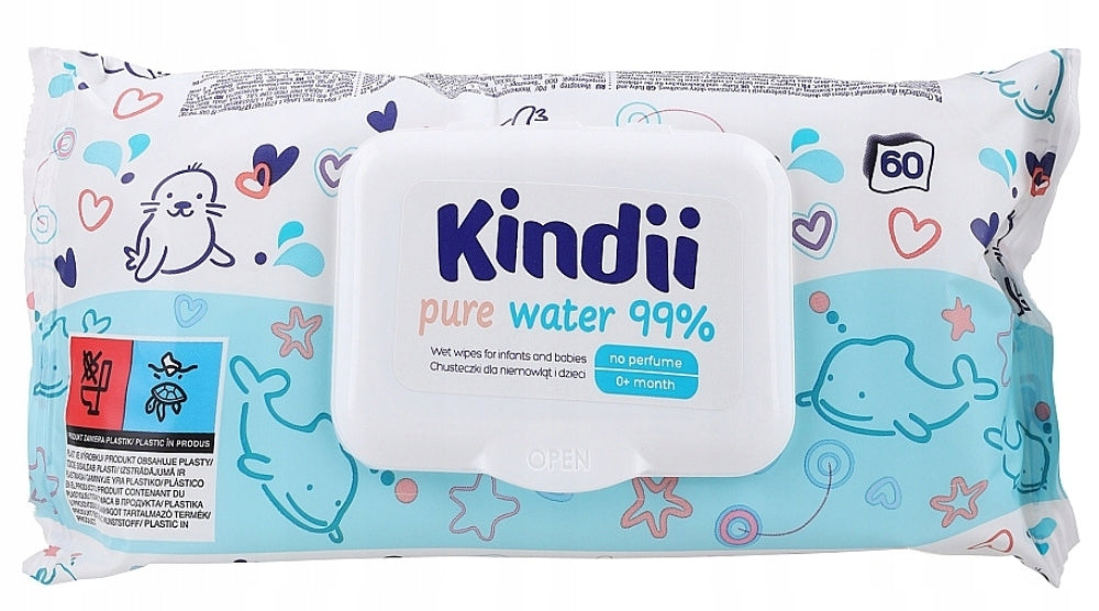 Wet wipes Kindii PURE 99% WATER FOR CHILDREN 0m+ 6 packs of 360 Line of tissues Pure Water