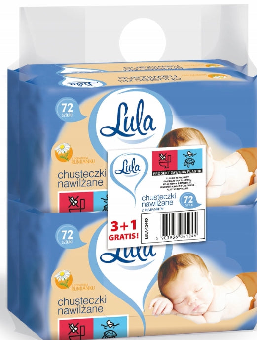 Wet wipes Lula 4 x 72 pcs. with chamomile Packaging status original