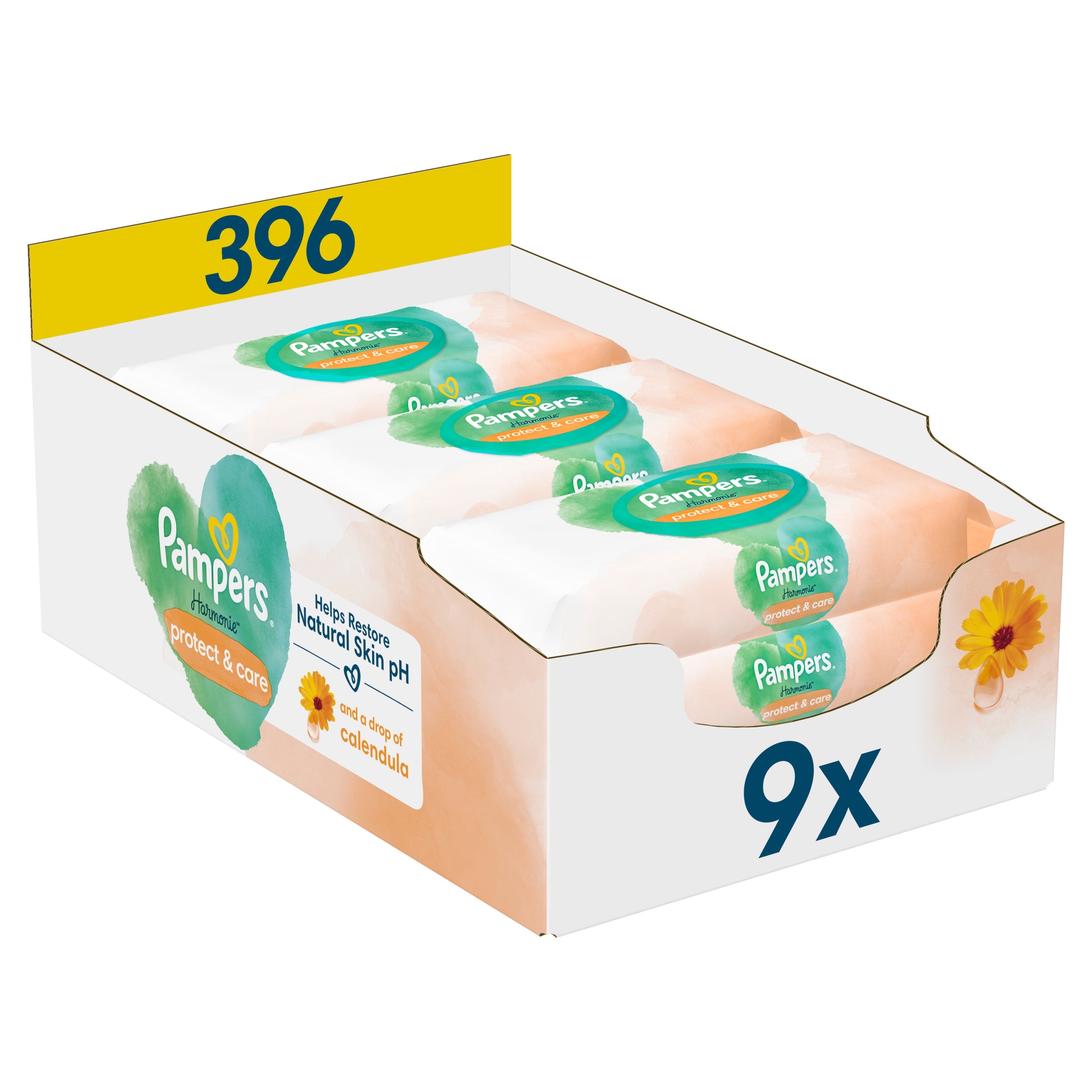 Wet wipes Pampers Harmonie Protect & Care 9 x 44 pcs.