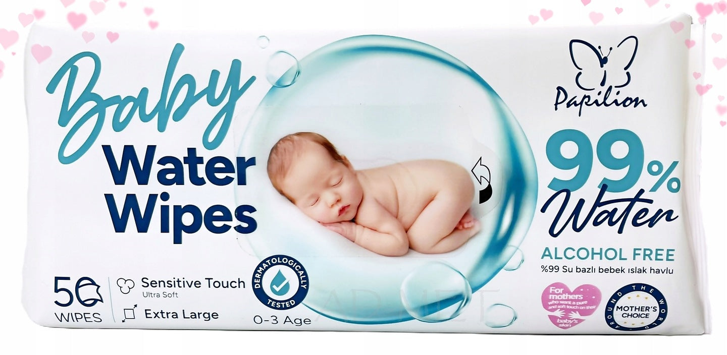 Wet wipes Papilon 99% water – from the 1st day of life! 50pcs op.