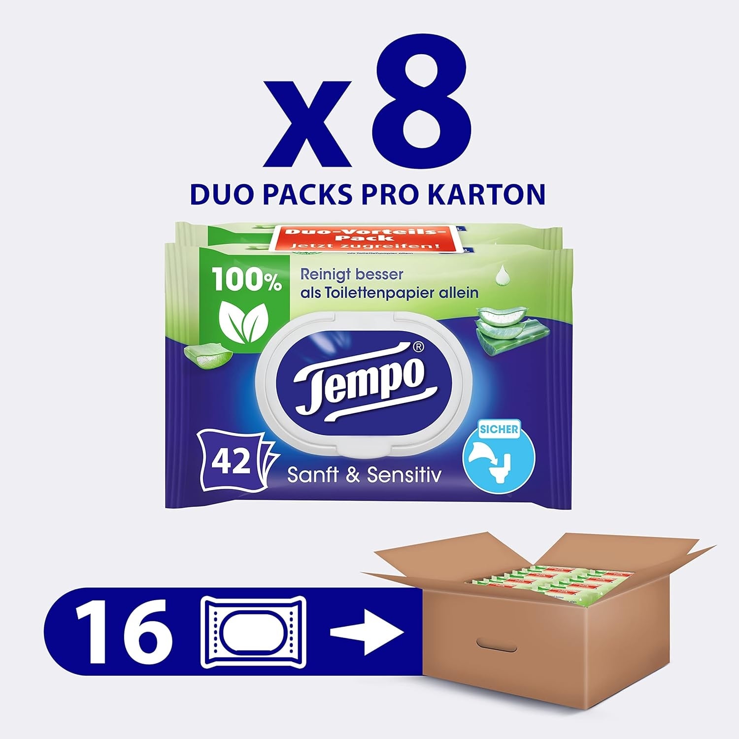 Wet wipes Tempo 836197 16x42 Line of tissues other