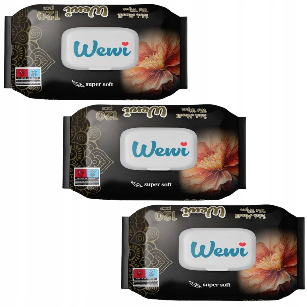Wet wipes Wewi Flower 3x 120pcs.super soft,gentle practical