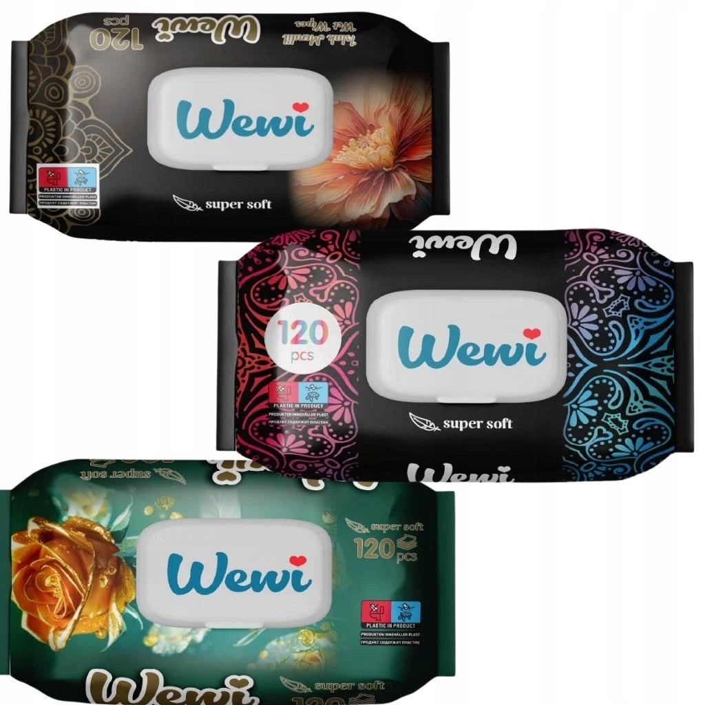 Wet wipes Wewi Flower, Dream Dubai fragrance and Rose 3x120pcs