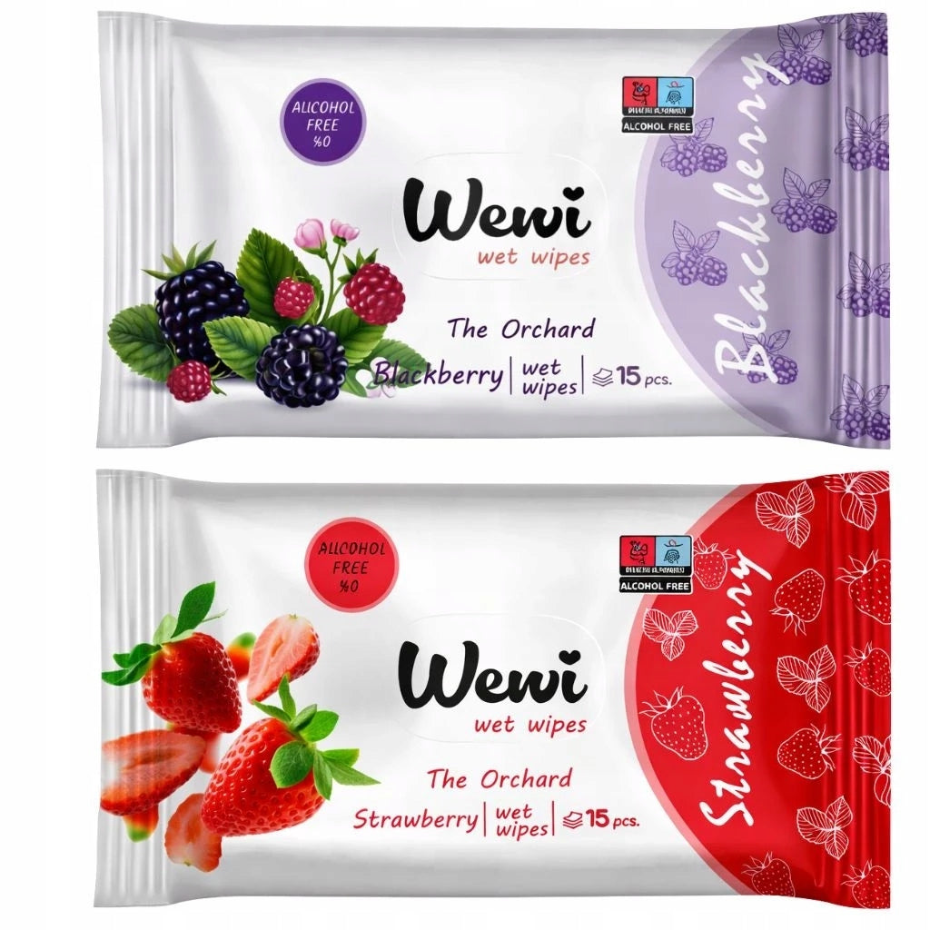 Wet wipes baggy fruit Wewi blackberry and strawberry 2x 15pcs