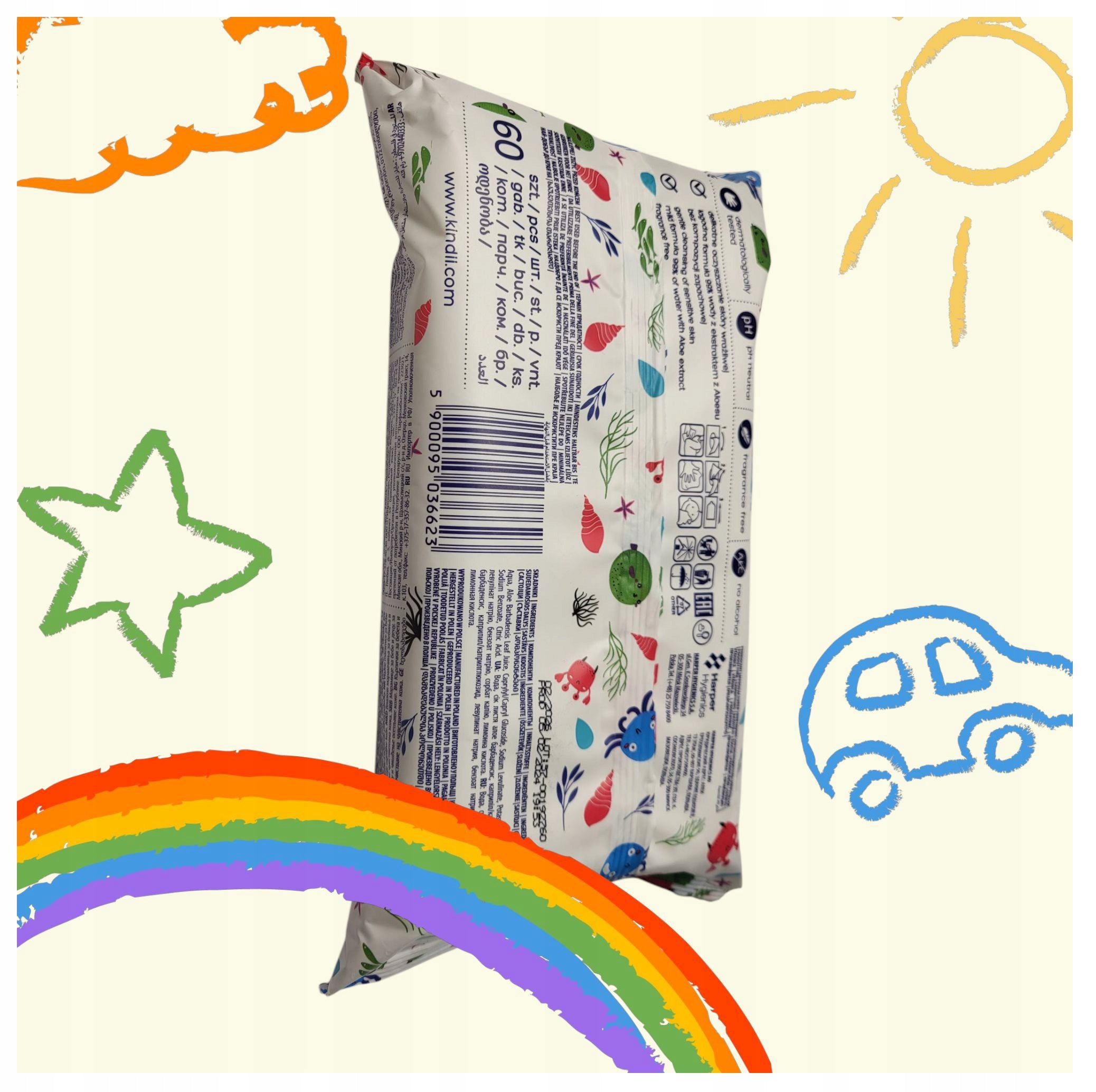 Wet wipes for babies and children Kindii 99% WATER AloeVera 2pcs Manufacturer code 1249484997