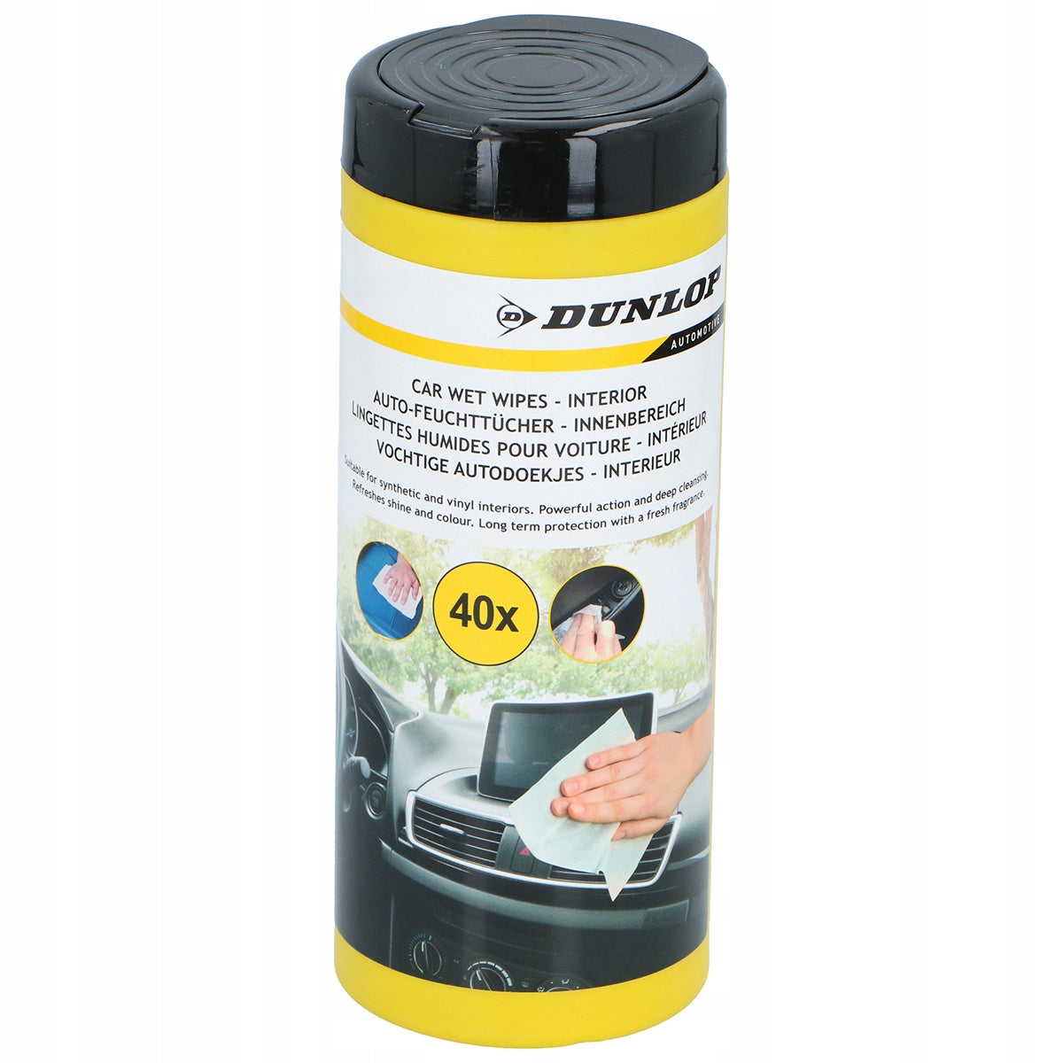 Wet wipes for car Dunlop 40pcs. cloths for cockpit Manufacturer Dunlop