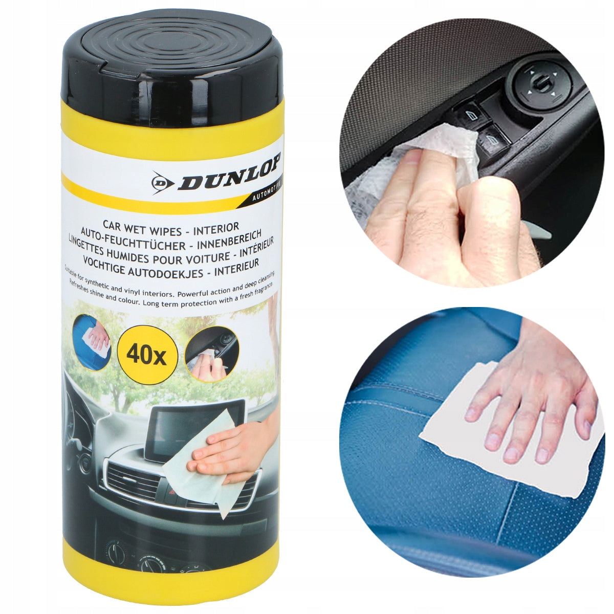 Wet wipes for car Dunlop 40pcs. cloths for cockpit