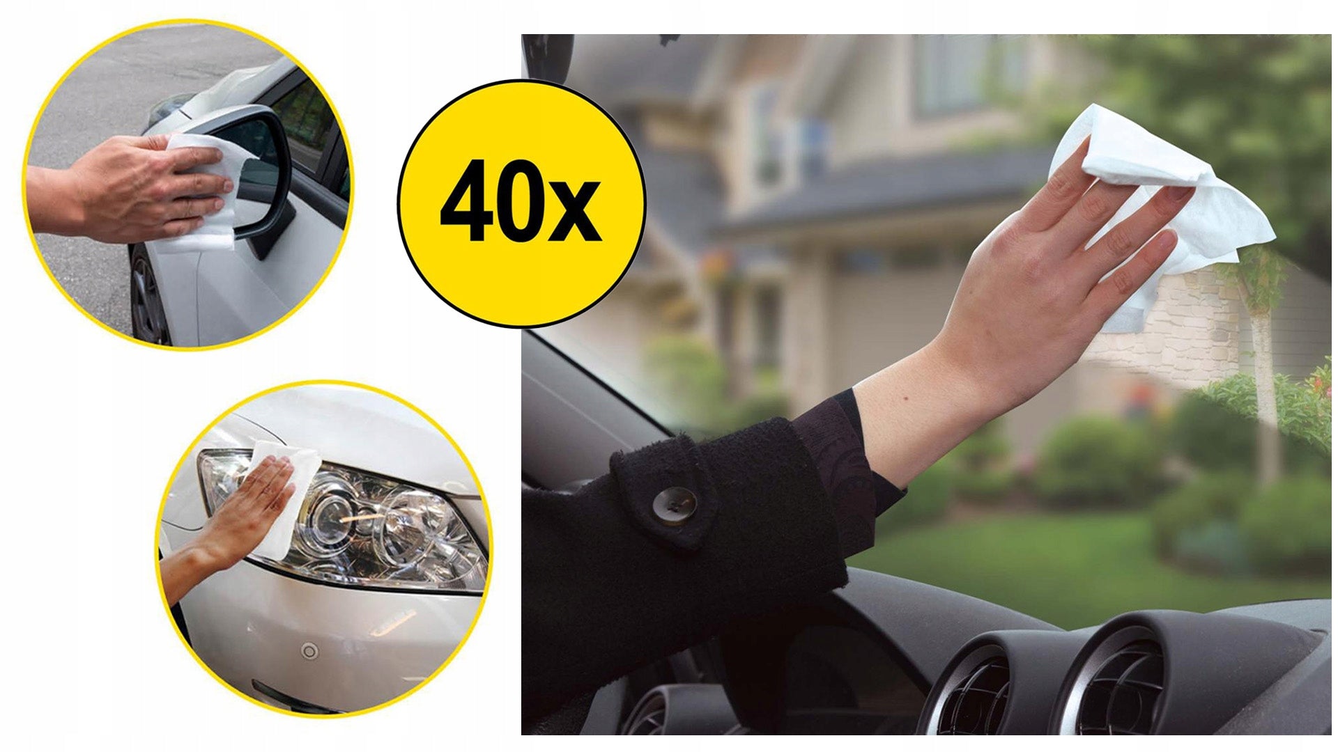 Wet wipes for car mirror windows 40pcs for car lamps Packaging status original