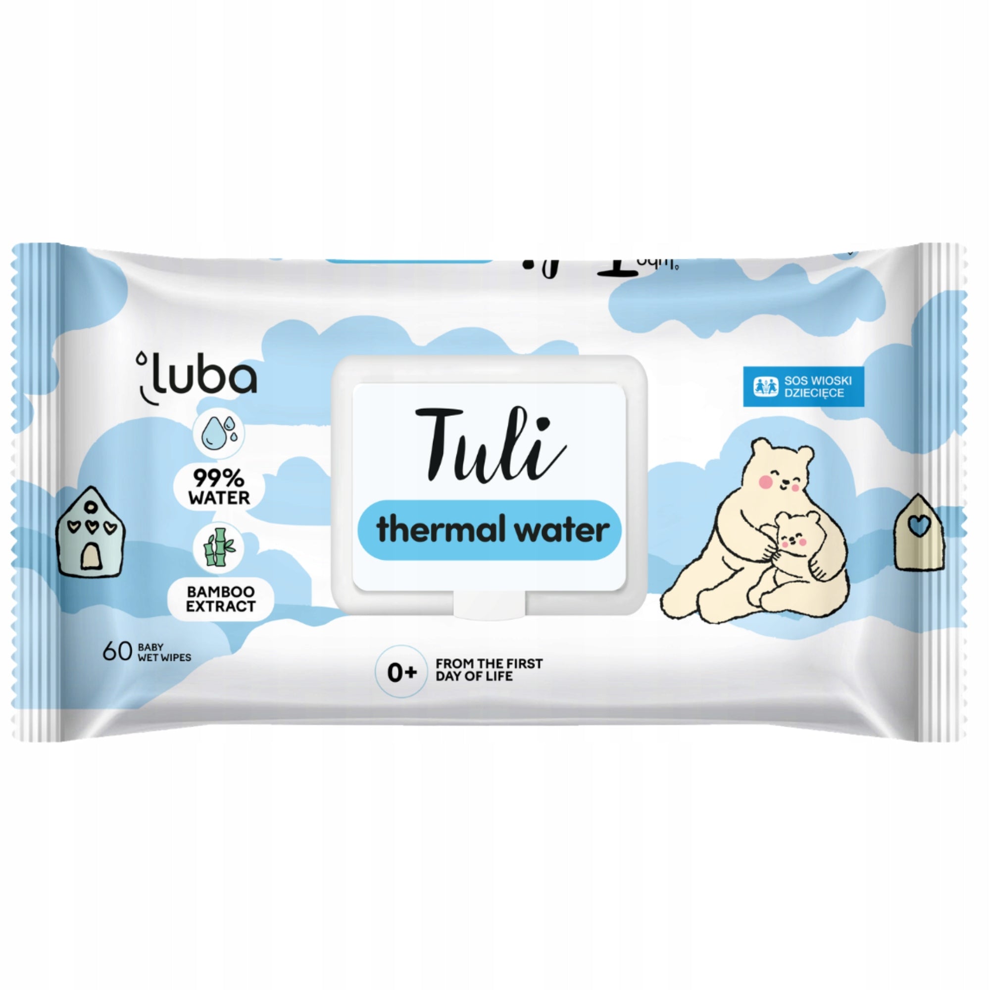 Wet wipes for children 0+ Luba Tuli Thermal Water 99% water 60pcs