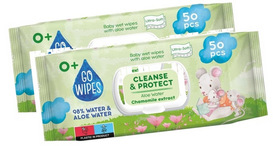 Wet wipes for children GOWIPES with aloe vera and chamomile 50pcs