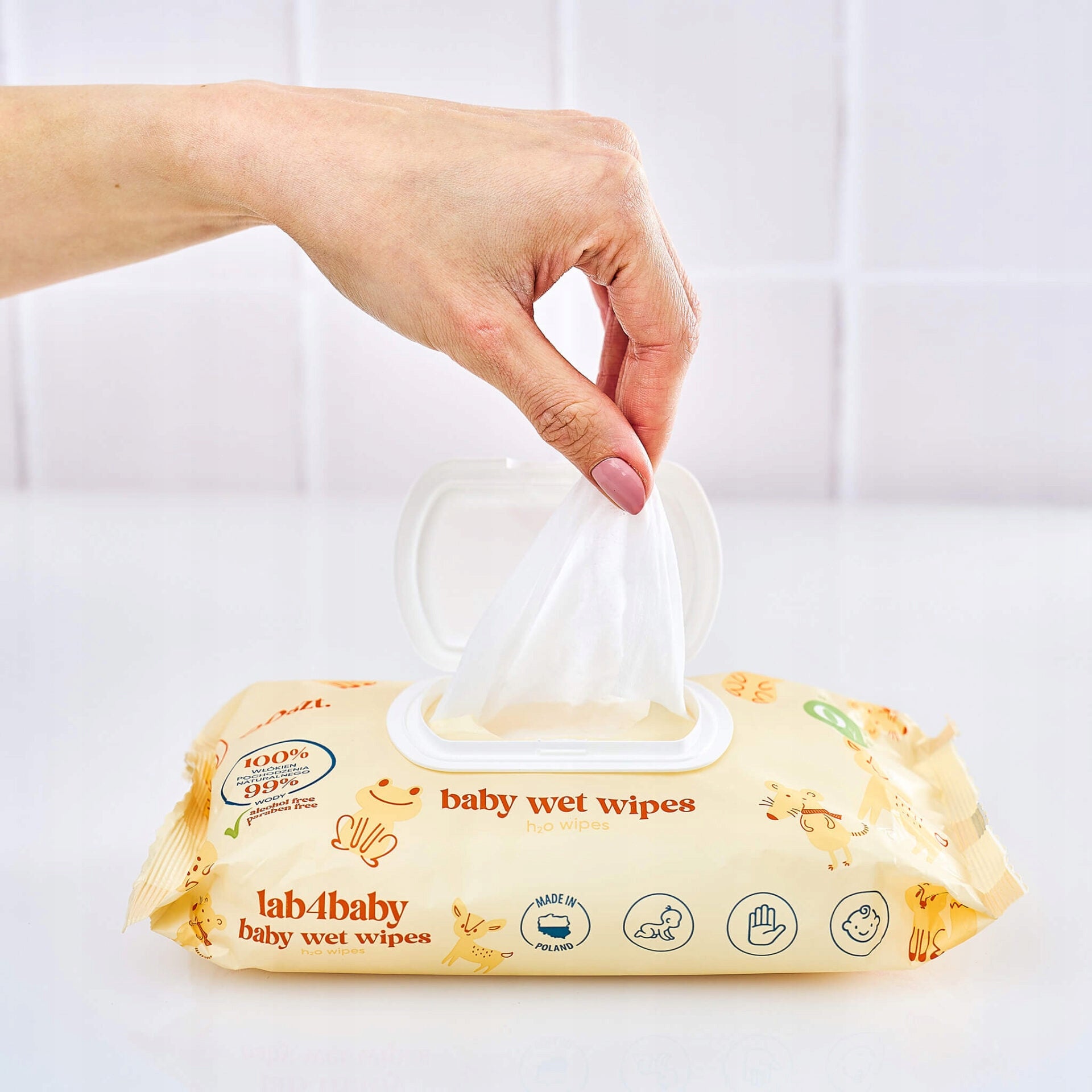 Wet wipes for children cotton H2O baby 2x60pcs. Brand lab4Baby