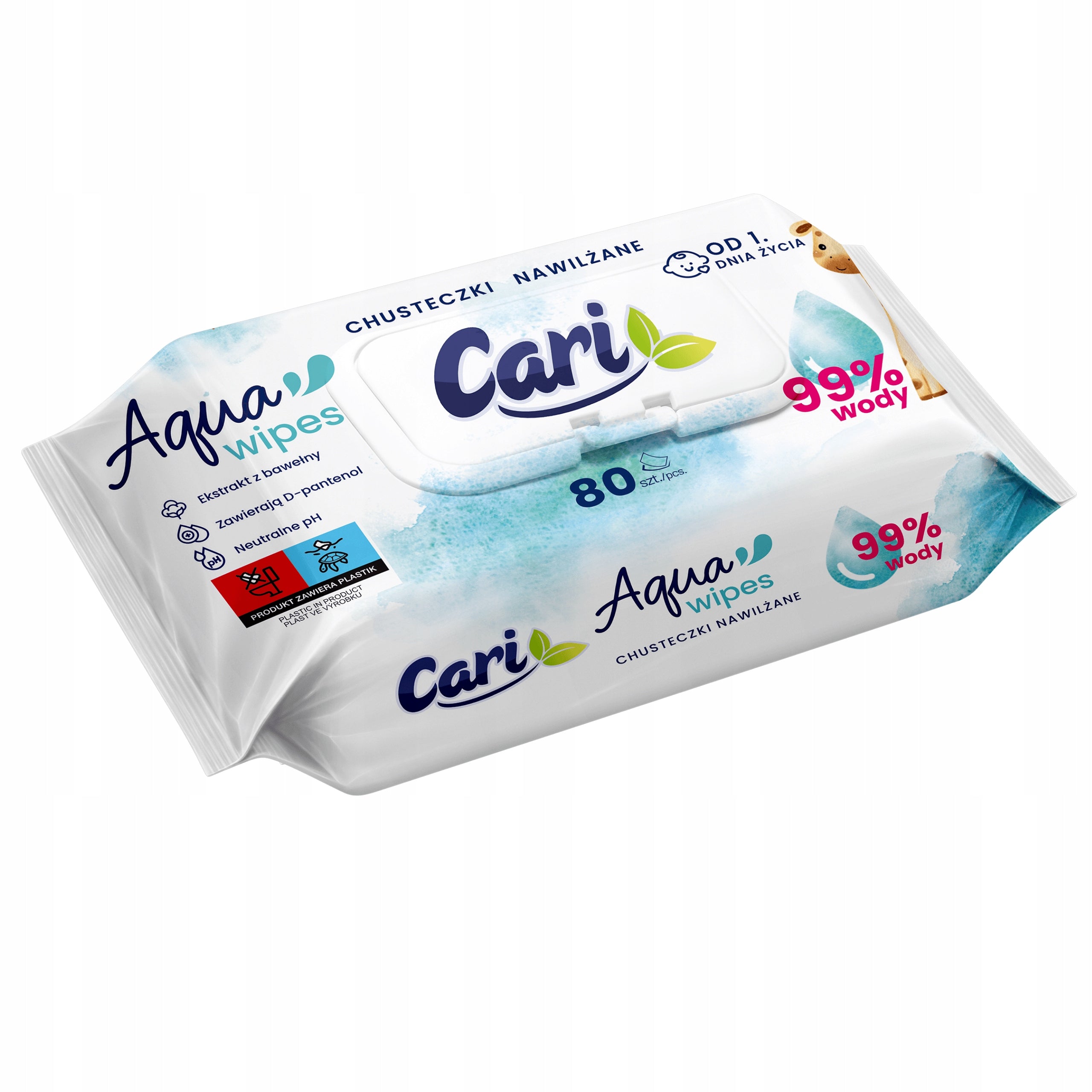 Wet wipes for children from 1 day Cari Aqua Wipes 99% 80 pcs