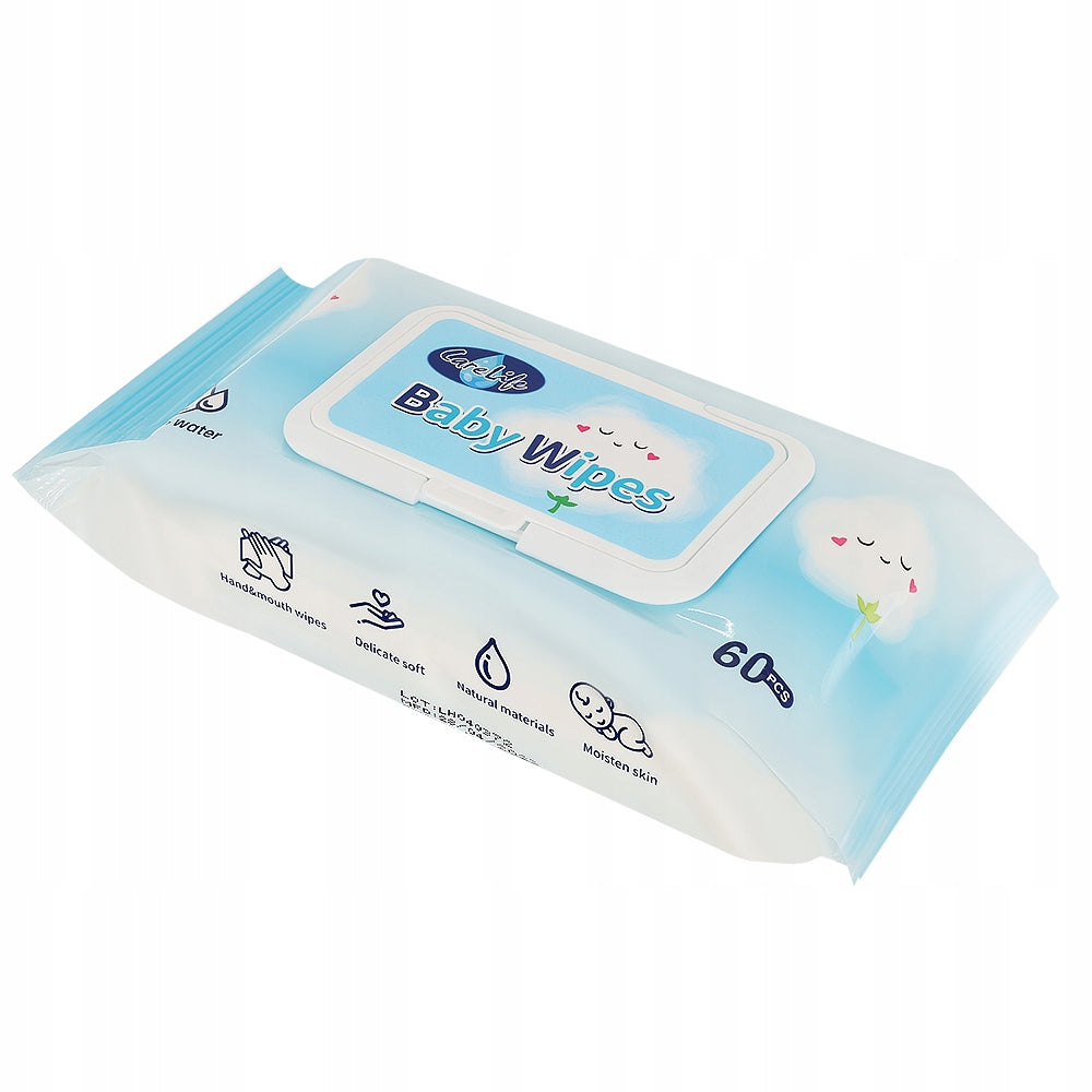 Wet wipes for children water 99.9% biodegradable 60 pieces Manufacturer code Chusteczki nawilżane wodne 99.9% BIODEGRADOWA