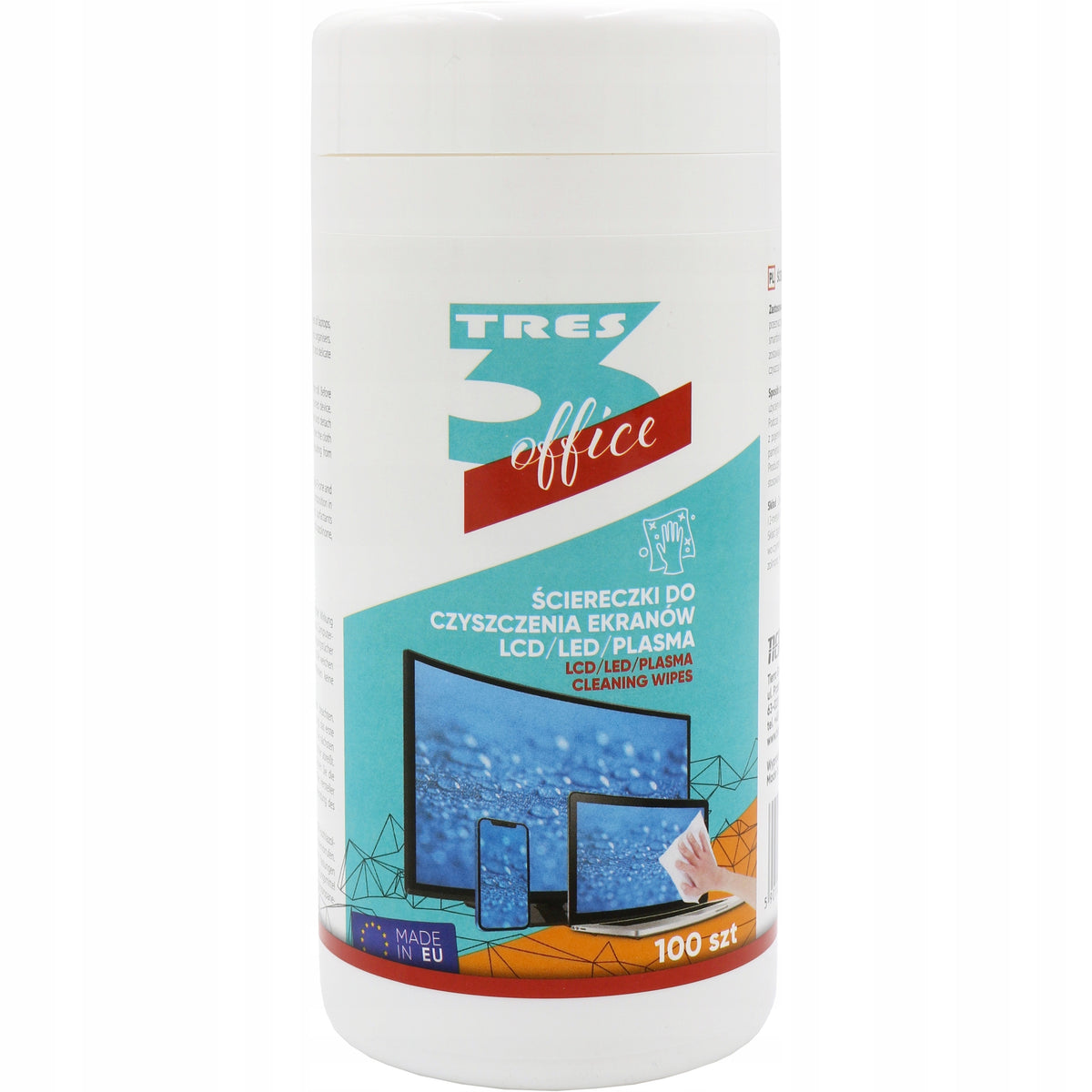 Wet wipes for cleaning LCD/LED screens Tres 100 pcs.