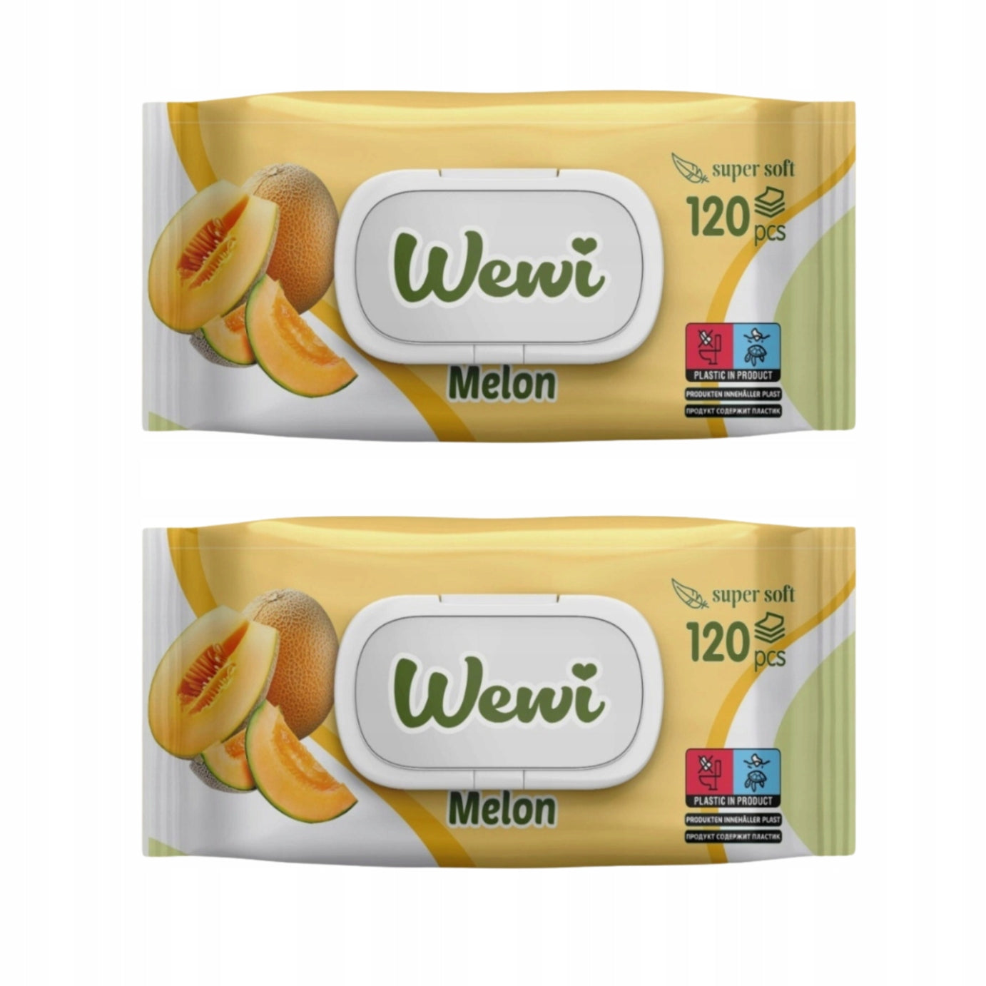 Wewi Wet Wipes Fruit Melon Refreshing 120pcs X2