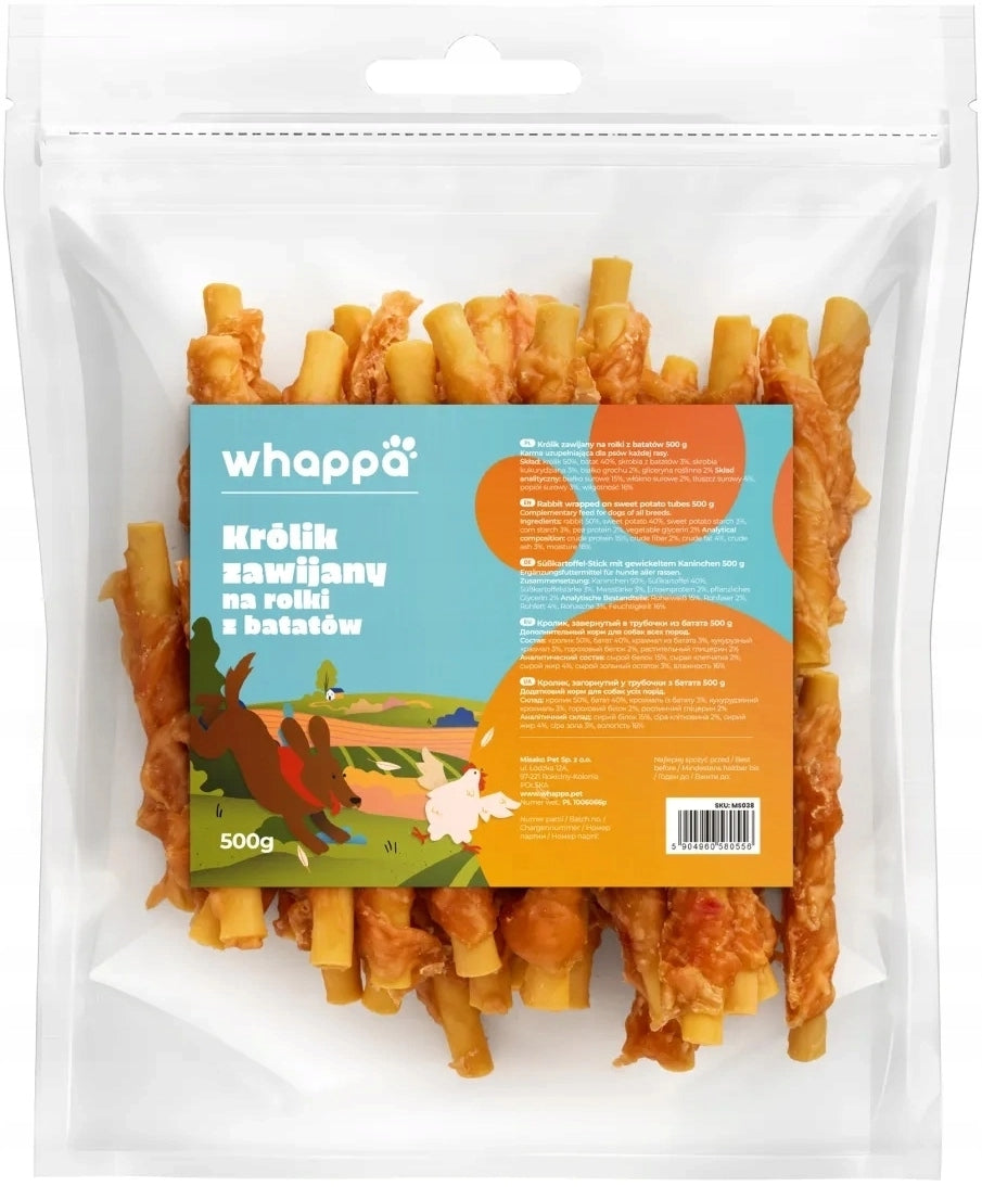 Whappa Rabbit Wrapped in Teat Rolls Dog Treat 500 g