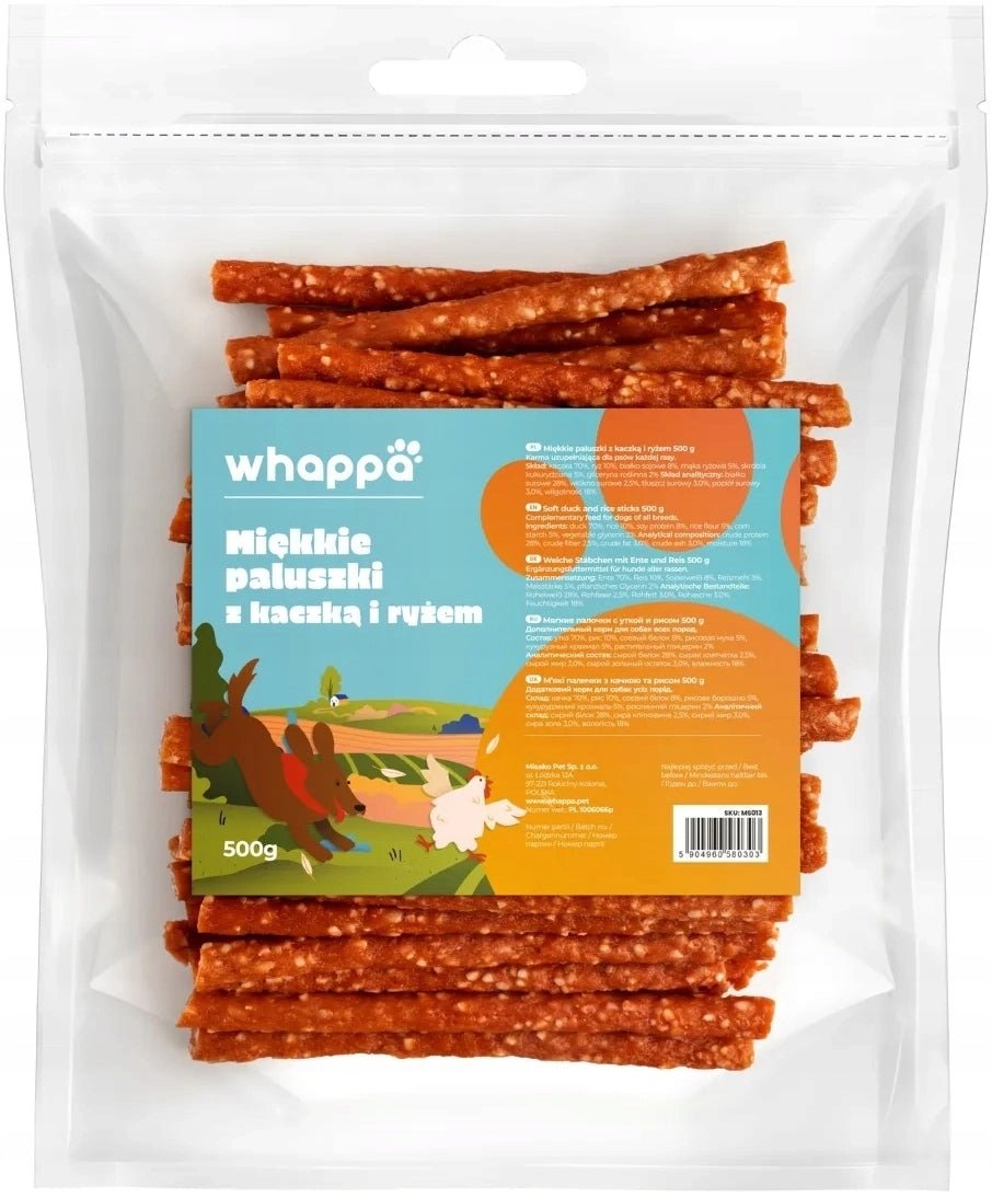 Whappa Soft Sticks with Duck and Rice Dog Treat 500 g
