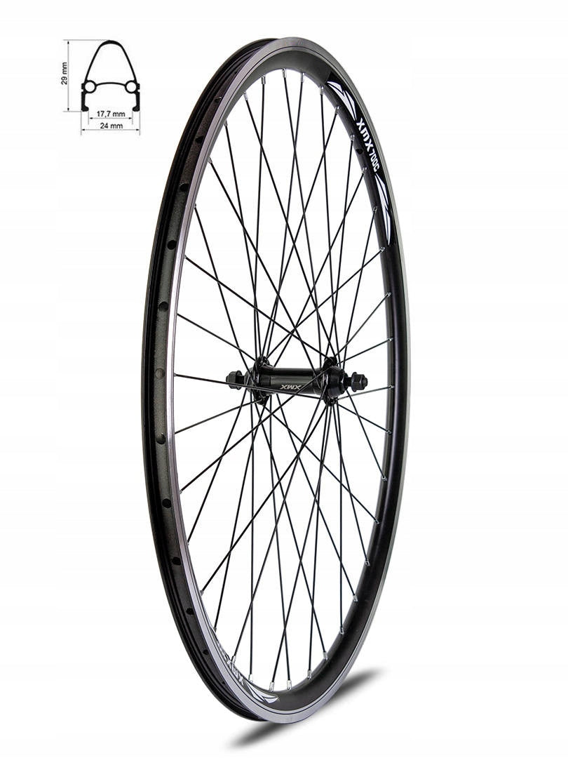 Wheel front 28" conical rim, machine nuts