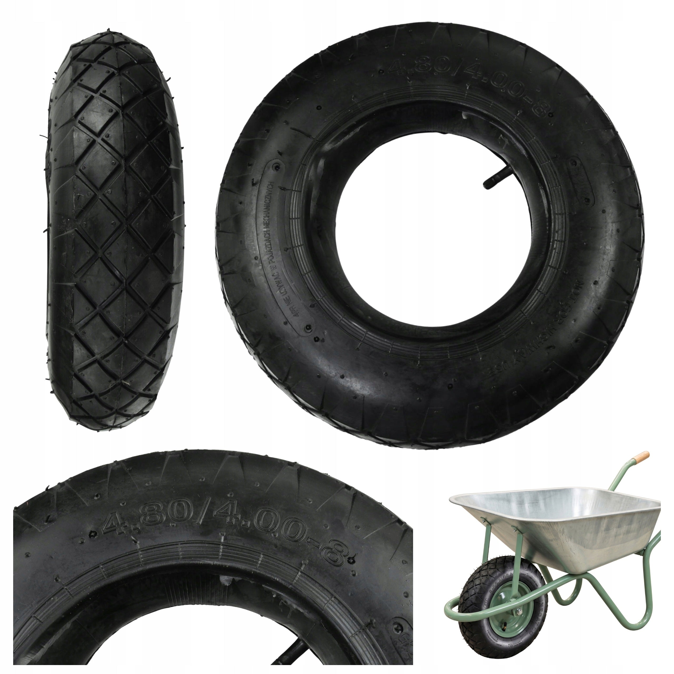 Wheelbarrow Tube Tyre 4.80 / 4.00 - 8 4pr For Trolley Durable Robust