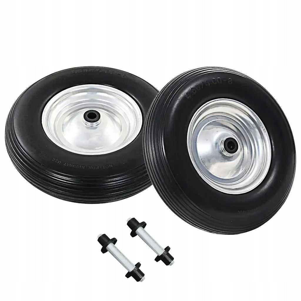 Wheelbarrow wheels with axle, 2 pcs, full, polyurethane, 4.00-8 390 mm Brand VidaXL