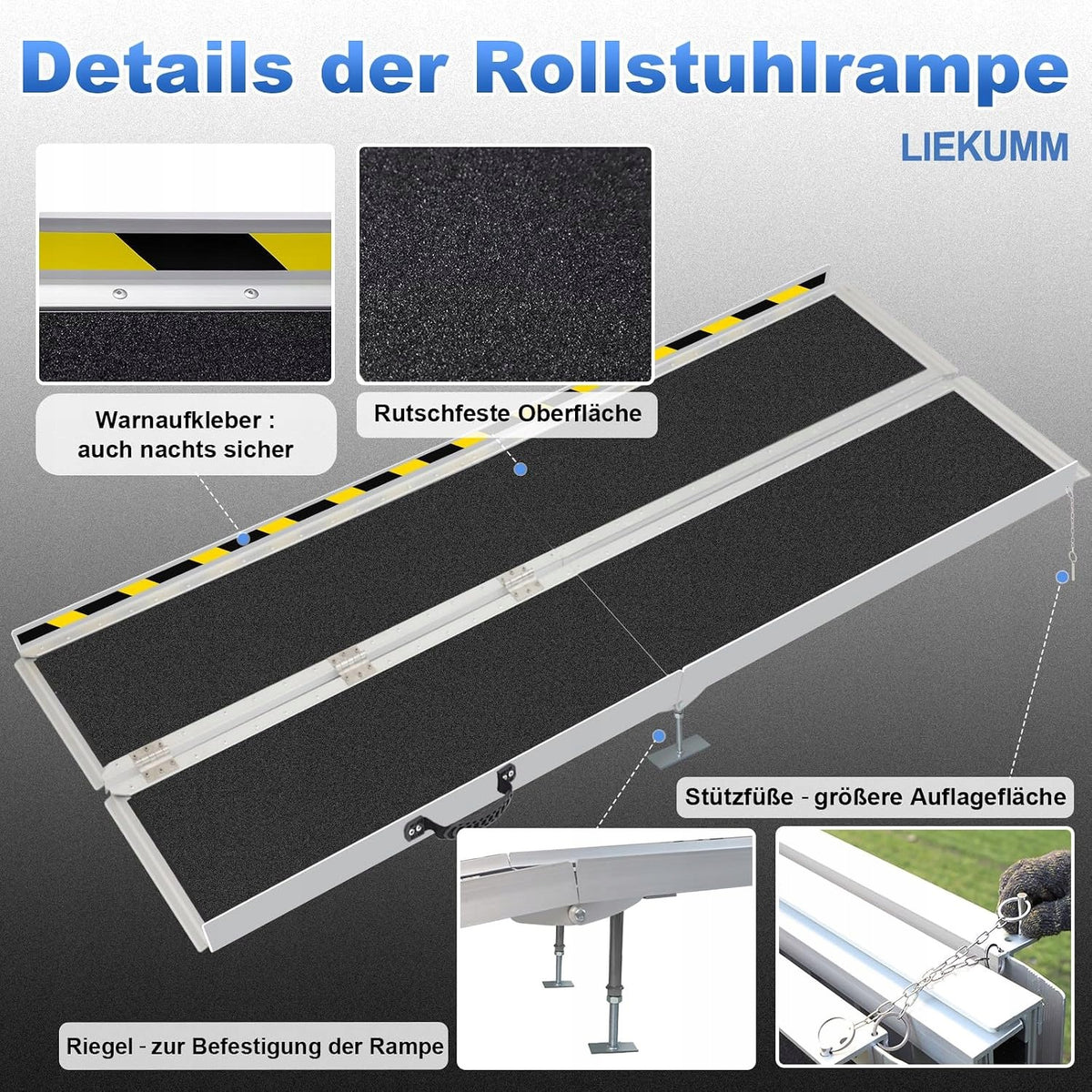 Wheelchair Ramp LIEKUMM 304cm 300kg Aluminum Folding Brand no brand