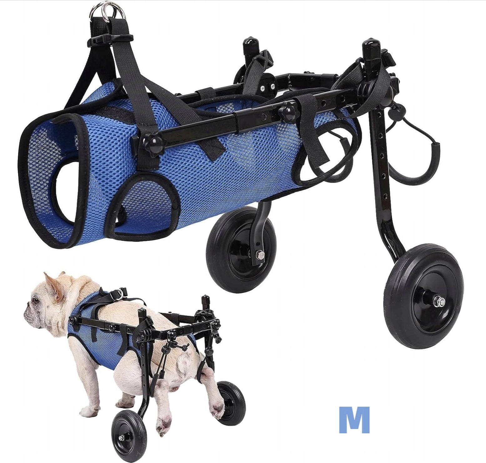 Wheelchair for dogs M blue plastic