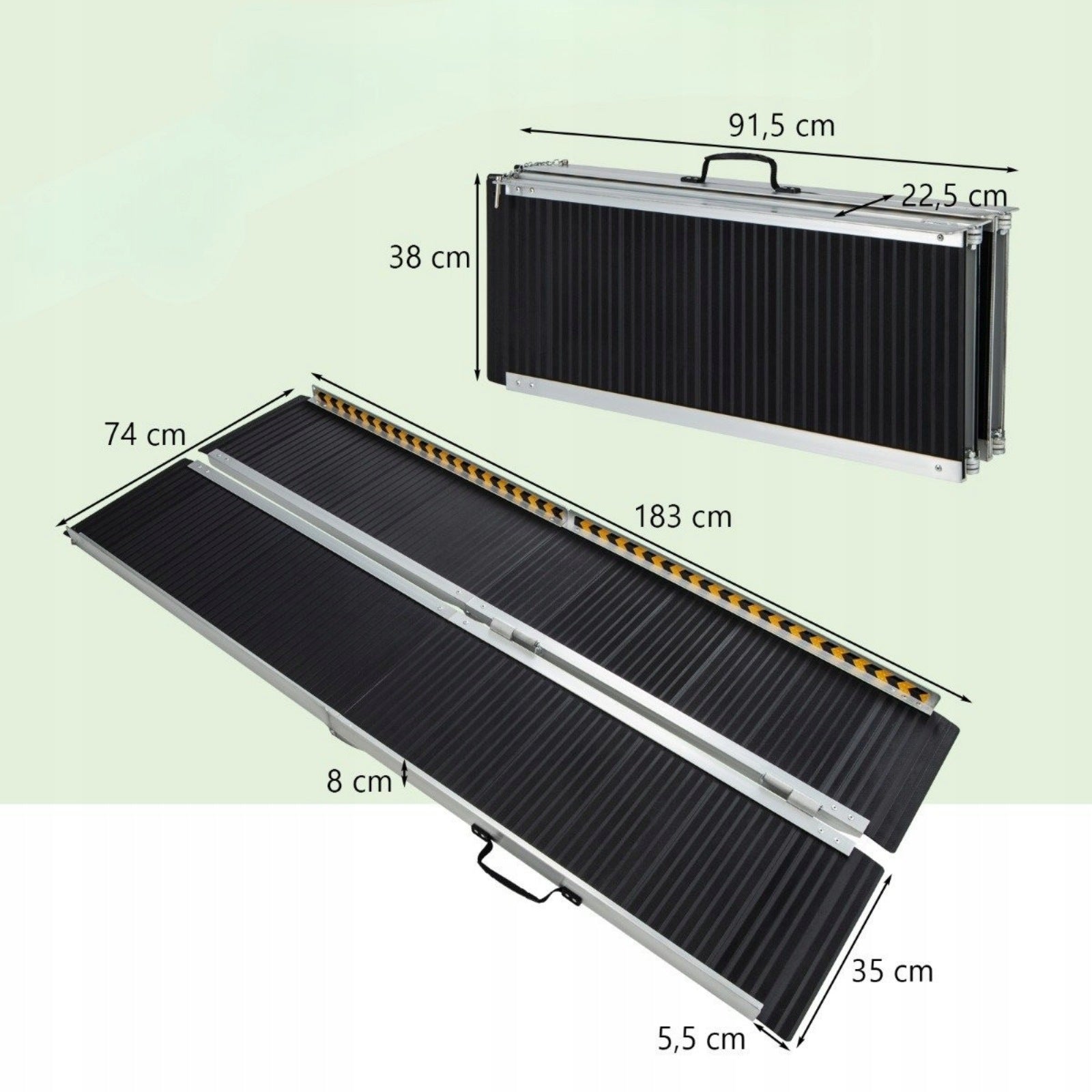 Wheelchair ramp with lifting capacity up to 272 kg 183 x 74 cm Brand Costway