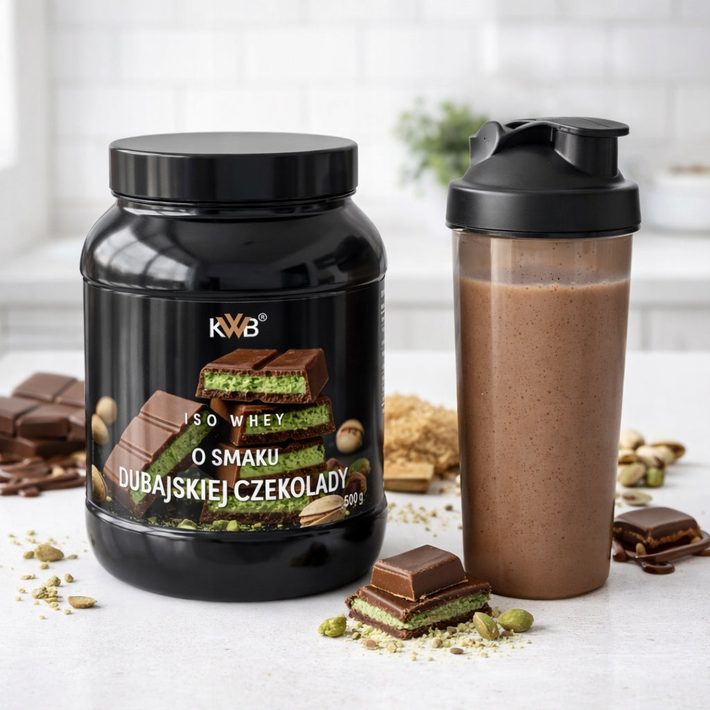 Whey Protein Isolate Conditioner ISO WHEY 500 g Taste Dubai Chocolate KWB Expiration date at least six months from the date of purchase