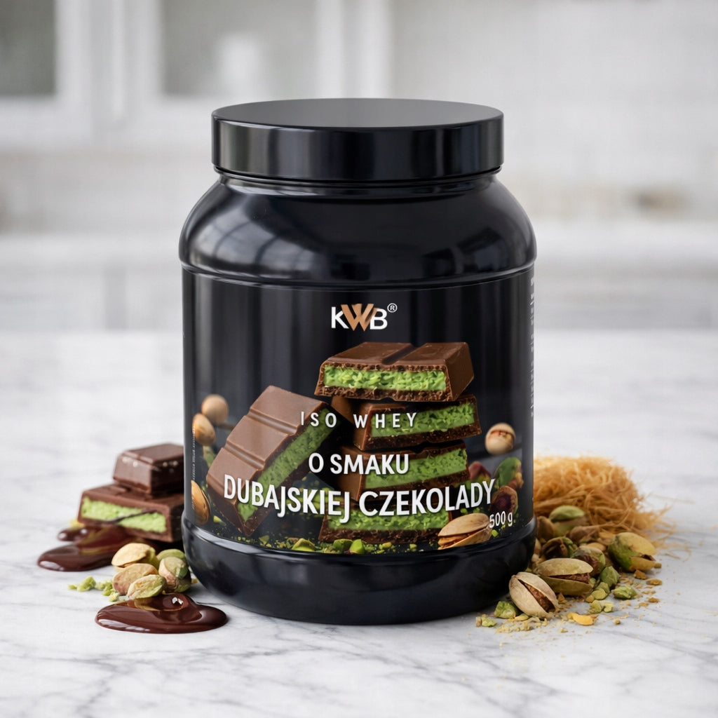 Whey Protein Isolate Conditioner ISO WHEY 500 g Taste Dubai Chocolate KWB Packaging status original