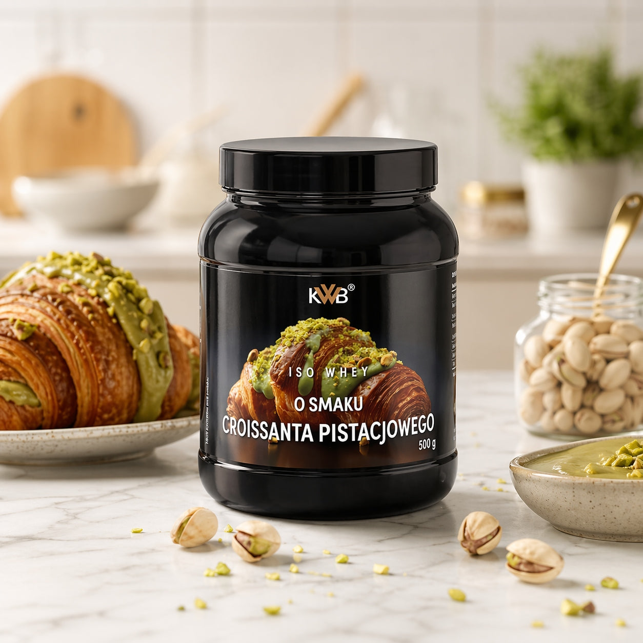 Whey Protein Isolate Conditioner ISO WHEY 500g Croissant Pistachio KWB Packaging status original
