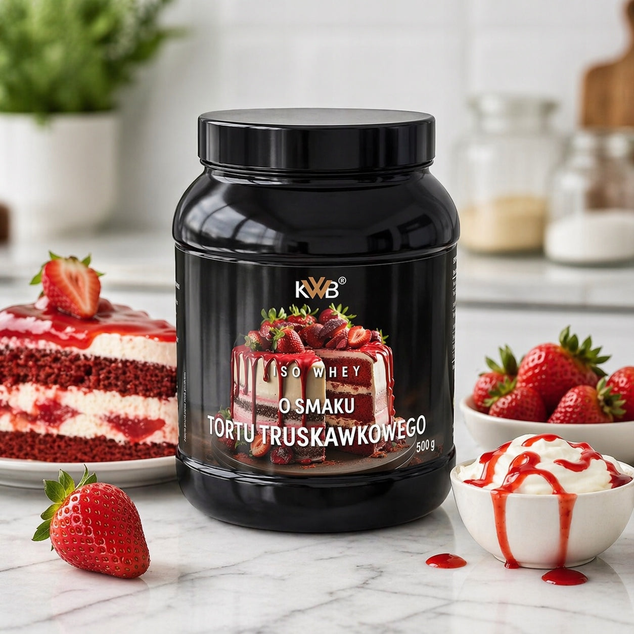 Whey Protein Isolate Conditioner ISO WHEY 500g Flavor Strawberry Cake KWB Brand KWB Nutrition