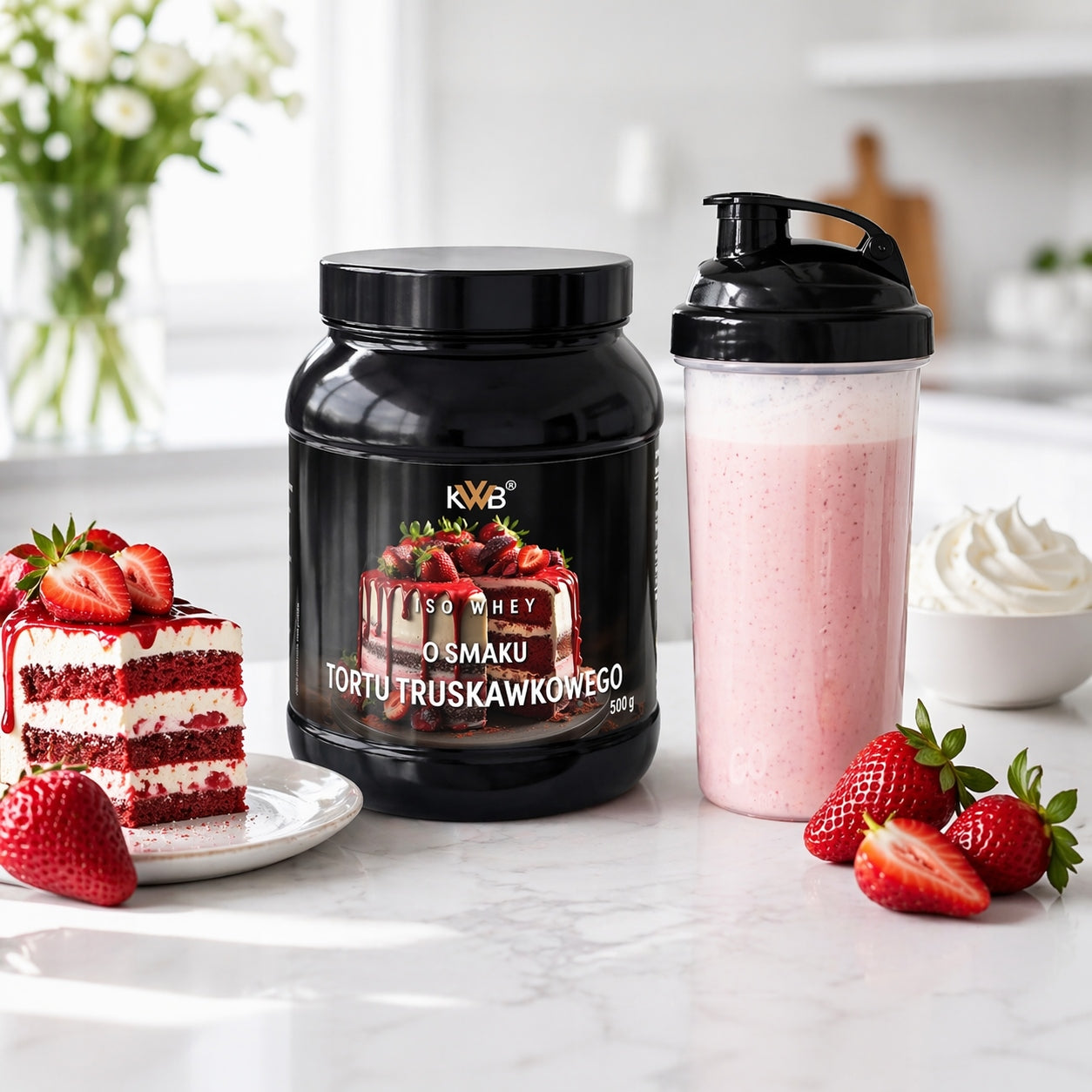 Whey Protein Isolate Conditioner ISO WHEY 500g Flavor Strawberry Cake KWB Expiration date at least six months from the date of purchase