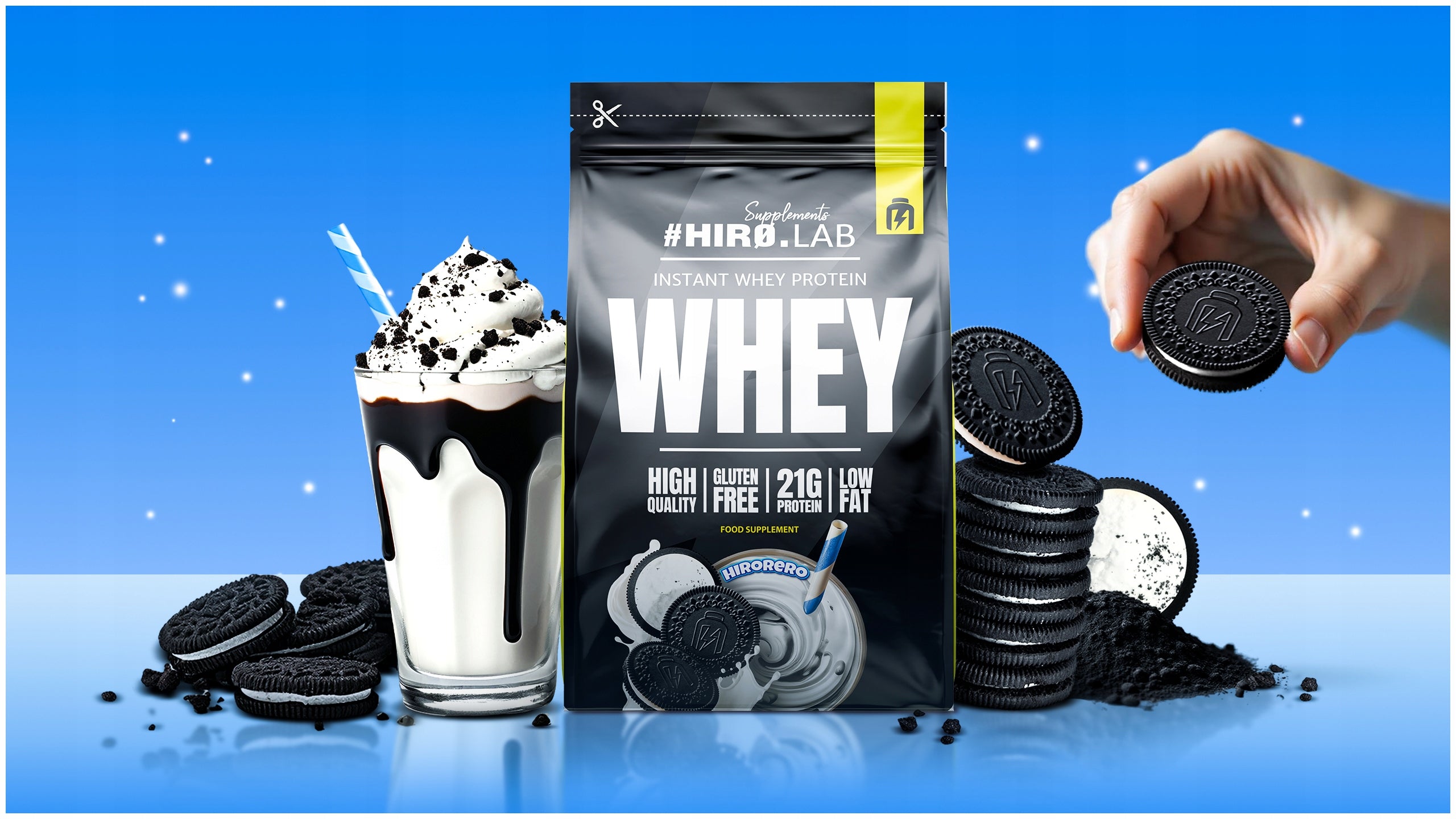 Whey Protein WPC HIRO.LAB 450g Hirorero Oreo Instant Whey Protein Expiration date at least six months from the date of purchase