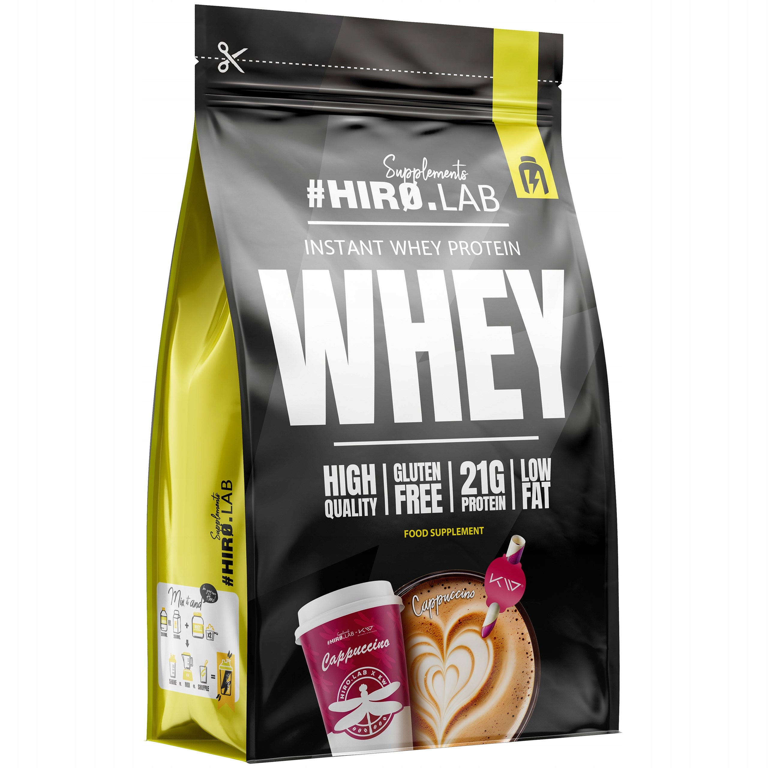 Whey Protein WPC HIRO.LAB 750g Cappuccino Conditioner Powder Coffee Expiration date at least six months from the date of purchase