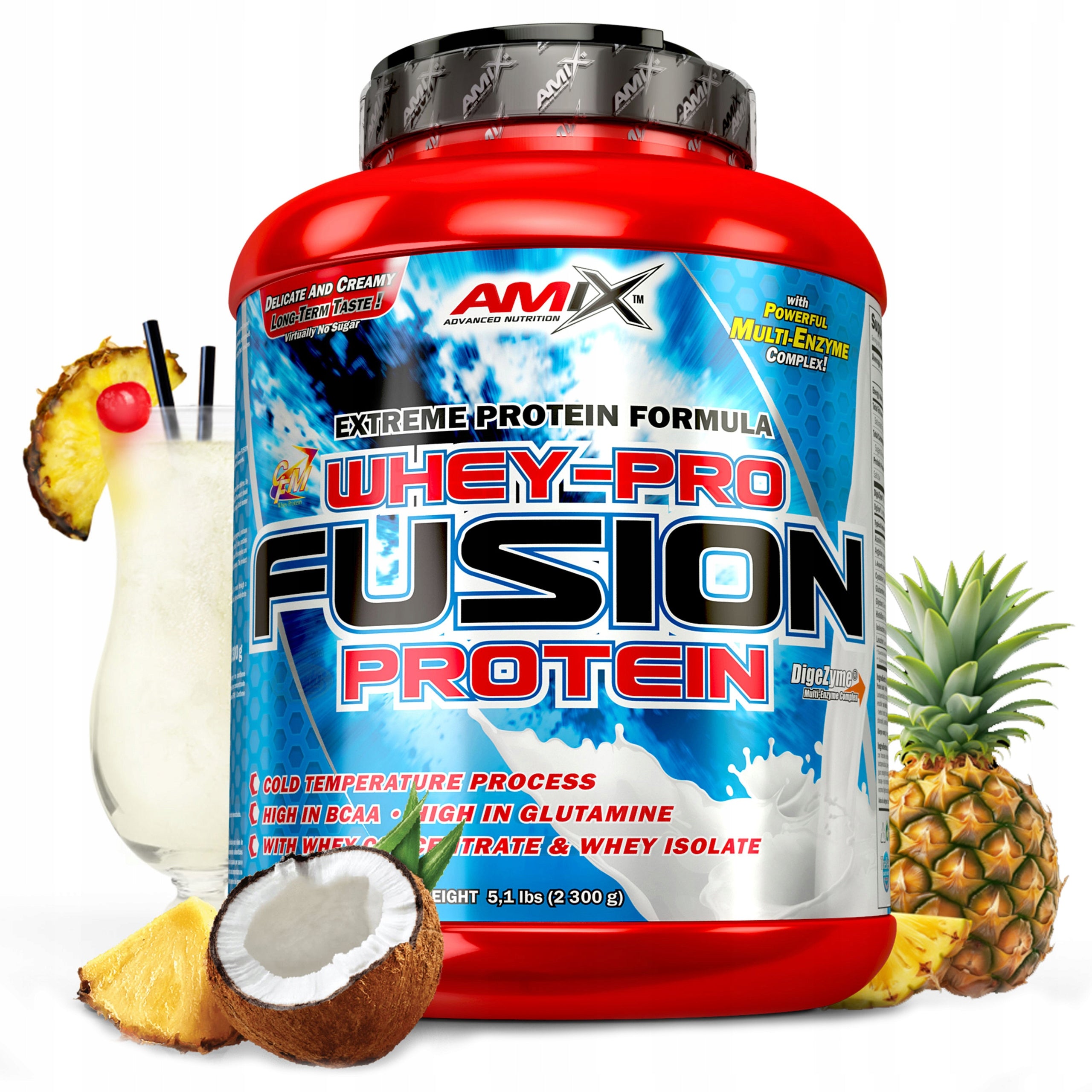 Whey WPC WPI CFM whey protein supplement 2300 g pineapple coconut 66 servings