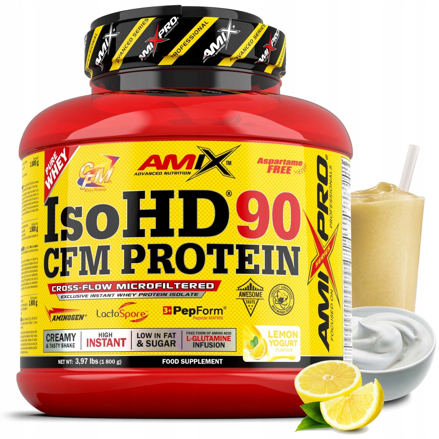 Whey isolate whey CFM 90 g protein supplement lemon yogurt
